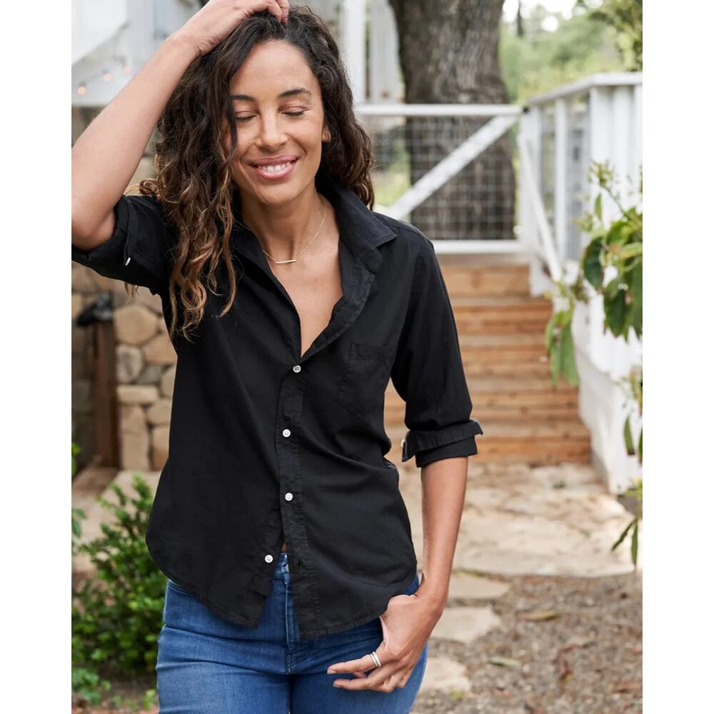 Frank & Eileen Barry Button Down Black blouse size M